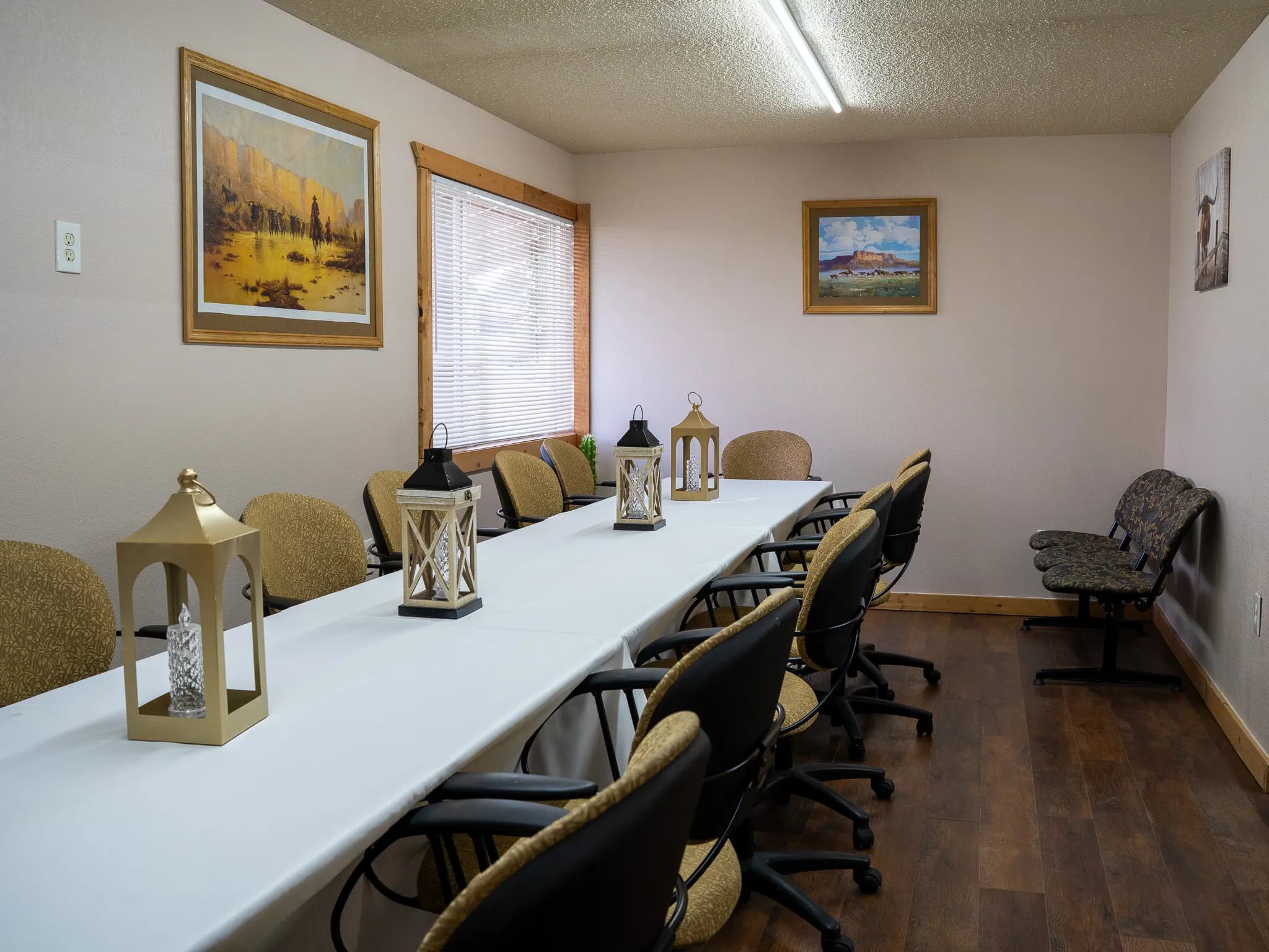 Private meeting room set for a small gathering