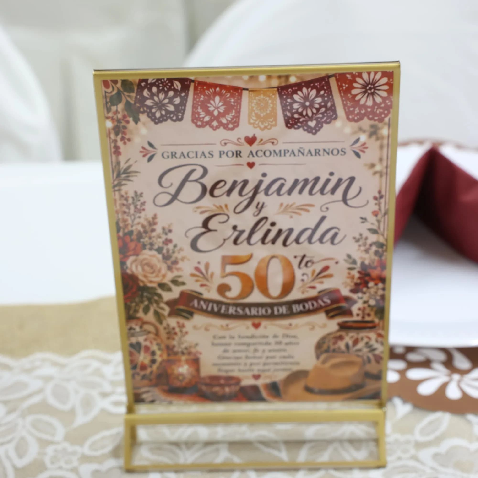Custom welcome sign for a 50th wedding anniversary